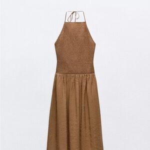 Brown Halter Maxi Dress